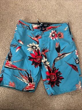 Volcom big boys Turquoise Floral Board Shorts